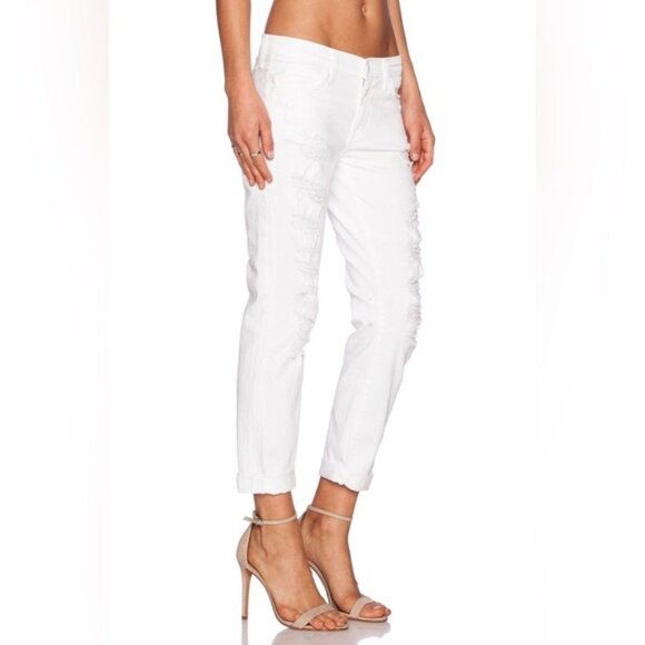 Current Elliott the Fling White Tattered Jeans Straight leg Boyfriend Size 26 - Picture 7 of 13